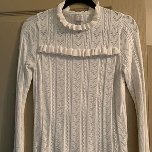 Ivory, ruffled sweater